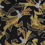 Gold, Black, and Red Ribbons on Black Glittery Background - 31.5"x21.5" Sheet