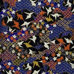 Cranes and Flowers on Blue - 19"x25" Sheet