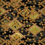 Gold and Orange Flowers on Black - 19"x25" Sheet
