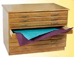 3 Drawer Solid Oak Front Flat File with Base and Top