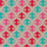 Printed Cotton Paper from India- Red/Magenta/Turquoise Marquis on Tan22x30 Inch Sheet