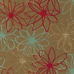 Mod Daisy Print Paper - Gold, Red, and Turquoise Daisies on Tan 22"x30" Sheet