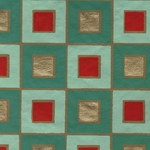 Mod Square Screenprinted Paper - Turquoise and Red 20"x30" Sheet