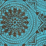 Printed Cotton Paper from India- Gold Foil Medallions on Turquoise  Paper 22x30 Inch Sheet