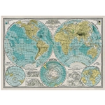 Cavallini Decorative Paper - Hemispheres Vintage Map 20"x28" Sheet