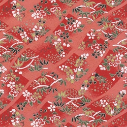 Red Floral Ribbons on Orange 21.5x31" Sheet
