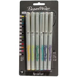 Speedball 6 Fine Calligraphy Markers Set Elegant Writer Assorted