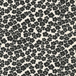 Yuzen Black Retro Plums on White