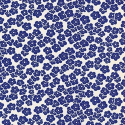 Yuzen Blue Retro Plums on White