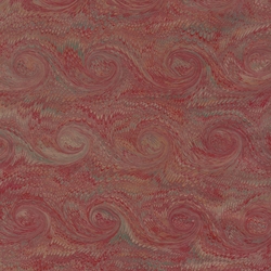 Handmade Italian Marble Paper- Scroll Swirls Red on Craft Paper 19.5 x 27" Sheet