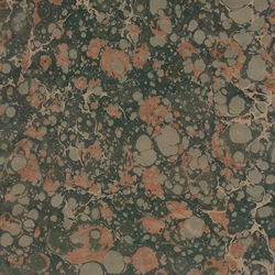 Handmade Italian Marble Paper- Stone Marble Dark Green, Metallic Copper on Craft 19.5 x 27" Sheet