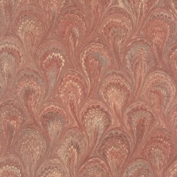 Handmade Italian Marble Paper- Peacock Burnt Orange 19.5 x 27" Sheet