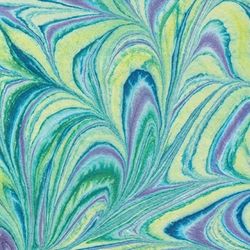 Thai Marbled Kozo Paper- Vibrant Cool Jewel Tones 22x30" Sheet