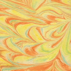 Thai Marbled Kozo Paper- Vibrant Warm Citrus Tones 22x30" Sheet