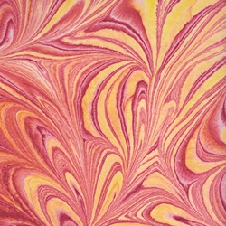 Thai Marbled Kozo Paper- Vibrant Hot Tones 22x30" Sheet