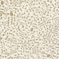 Rossi Decorated Papers from Italy - Musical Notes in Gold 28"x40" Sheet