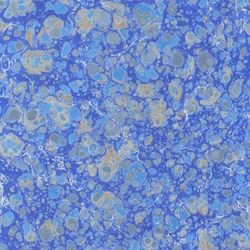 Handmade Italian Marble Paper- Stone Marble Bright Blue and Metallic Silver 19.5 x 27" Sheet