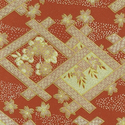 Gold Flowers and Lattice on Red 18x24" Sheet