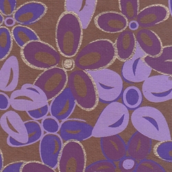 Printed Cotton Paper from India- Lavender, Purple, & Gold Flowers on Brown 22x30 Inch Sheet