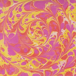 Nepalese Marbled Paper- Center Swirl Orange, Yellow, & Pink