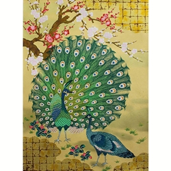 Japanese Sogara Yuzen Peacock- 18x24" Print