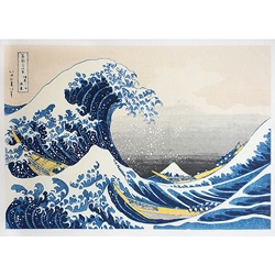 Japanese Sogara Yuzen "The Great Wave" by Hokusai- 19.5x13" Print