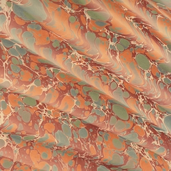 Handmade Italian Marble Paper- Spanish Wave Orange & Brown 19.5 x 27" Sheet