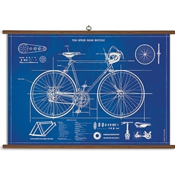 Cavallini Vintage School Chart- Bicycle Blueprint