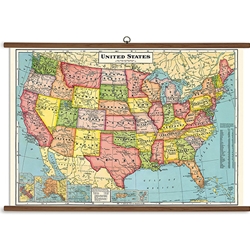 Cavallini Vintage School Chart- USA Map