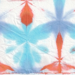 Itajime Shibori Flower Paper from Japan- Orange, Turquoise, Blue
