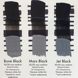 Nuances of Bone Black, Mars Black, and Jet Black