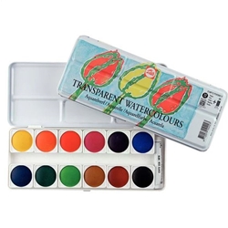 Talens 12 pans Transparent Watercolours in Metal Box