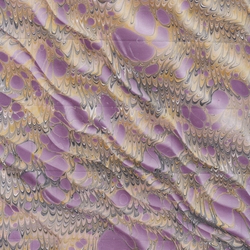 Handmade Italian Marble Paper- Dragon Skin Moire Yellow, Black, & Plum 19.5 x 27" Sheet