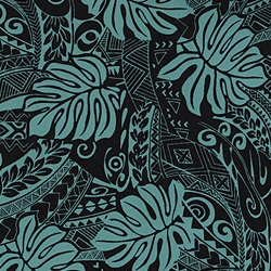 Printed Cotton Paper from India- Jungle Leaves Turquoise/Black 22x30 Inch Sheet