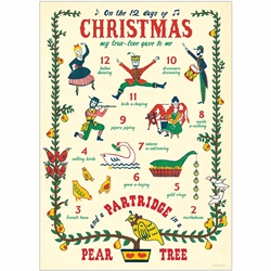 Cavallini Decorative Paper - Twelve Days of Christmas 20"x28" Sheet