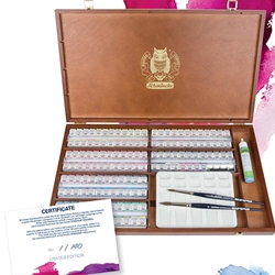Schmincke Horadam Aquarell Limited Edition Half Pan Full Set in Wooden Box