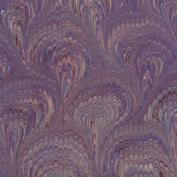 Handmade Italian Marble Paper- Peacock Purple and Silver Big Pattern 19.5 x 27" Sheet