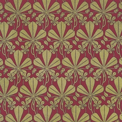 Rossi Decorated Papers from Italy - Gold Liberty Leaves on Red 28"x40" Sheet