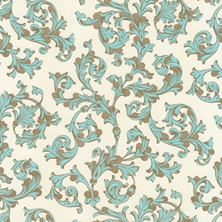 Rossi Decorated Papers from Italy - Traditional Florentine in Turquoise and Gold 28"x40" Sheet