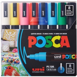  15 Posca Paint Markers, 5M Medium Posca Markers Set with  Reversible Tips of Acrylic Paint Pens