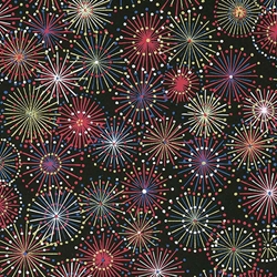 Japanese Chiyogami Paper- Fireworks Celebration on Black 18"x24" Sheet