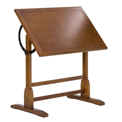 Vintage Wood Drafting Table with 36″ x 24″ Adjustable Top in Rustic Oak