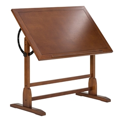 Vintage Wood Drafting Table with 42″ x 30″ Adjustable Top in Rustic Oak
