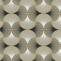 Printed Cotton Paper from India- Art Deco Interlocked Shells in Black & White on Taupe 20x30" Sheet