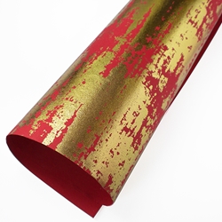 Metallic Foil Printed Paper from India- Gold Crackle on Red