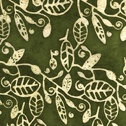 Batik Lokta Paper from Nepal- Olive Leaves & Vines 20x30" Sheet
