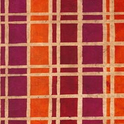 Batik Lokta Paper from Nepal- Red/Orange/Magenta Geometric Plaid 20x30" Sheet