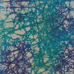 Batik Lokta Paper from Nepal- Rustic Blue/Turquoise 20x30" Sheet