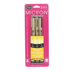 Pigma Micron 3-Pen Set (01, 03, 05)