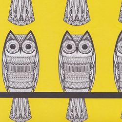 Owls in Sweaters on Yellow- 19.5x27" Sheet